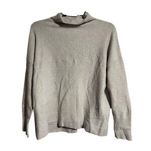 Chelsea & Theodore Ribbed Mock Neck Sweater Womens L Gray Viscose Knit Blend